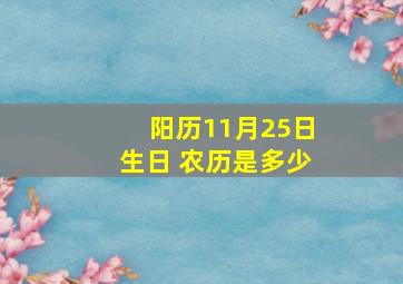 阳历11月25日生日 农历是多少